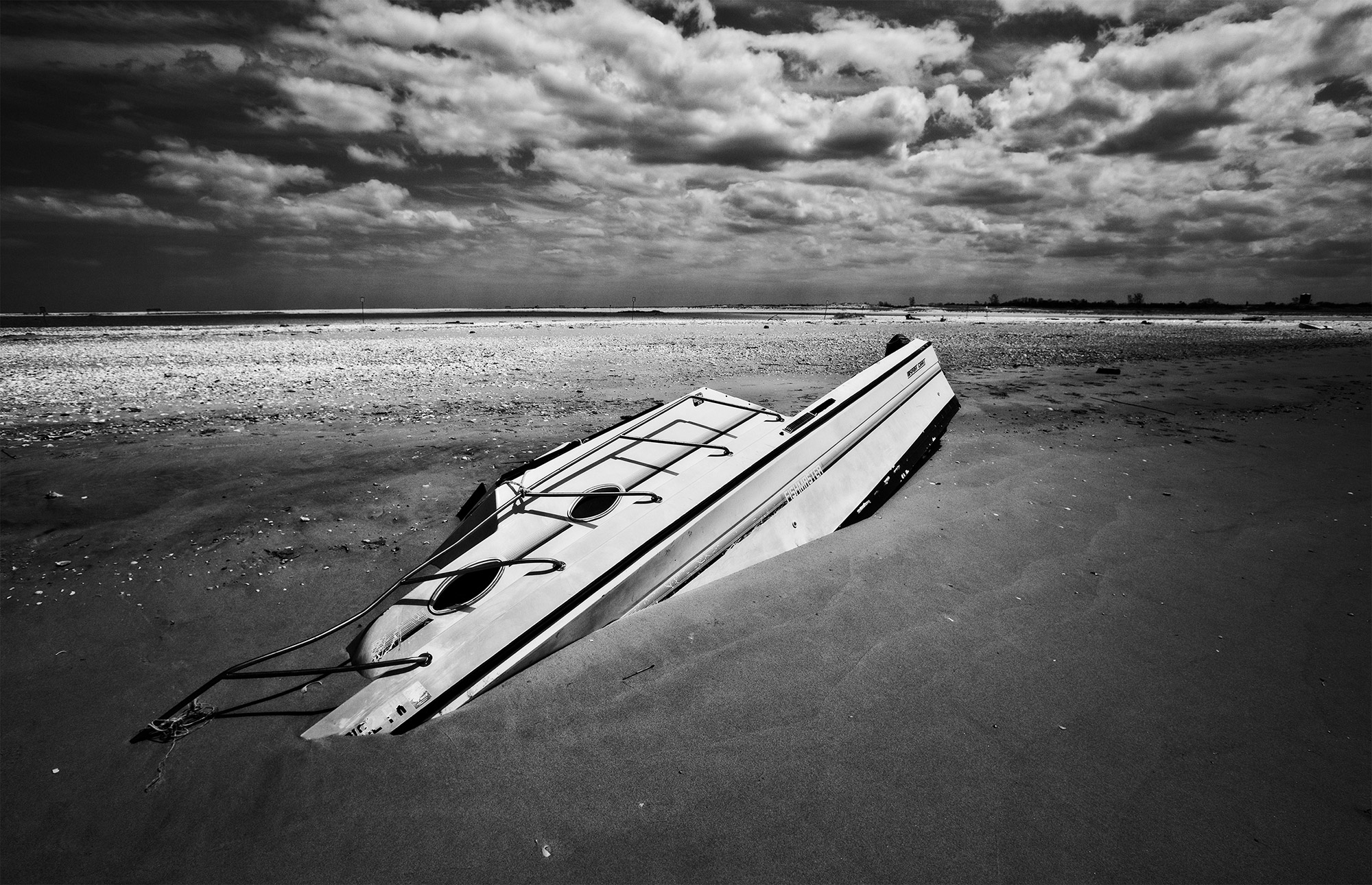 Abandoned boat from Super Storm Sandy Sandy Hook Beach-Castaway