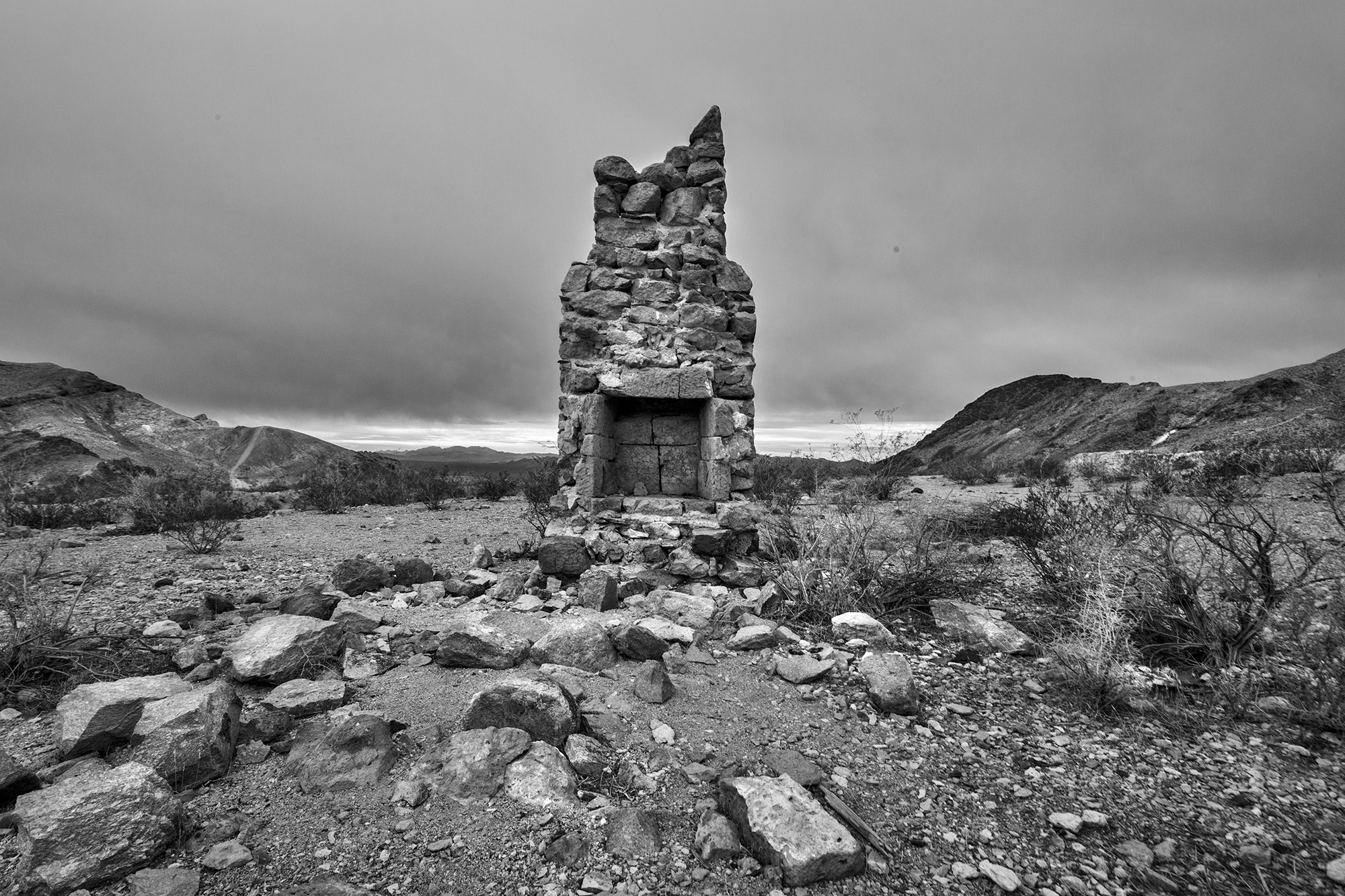 Remains of fireplace in ghost town Death Valley-Last Flame