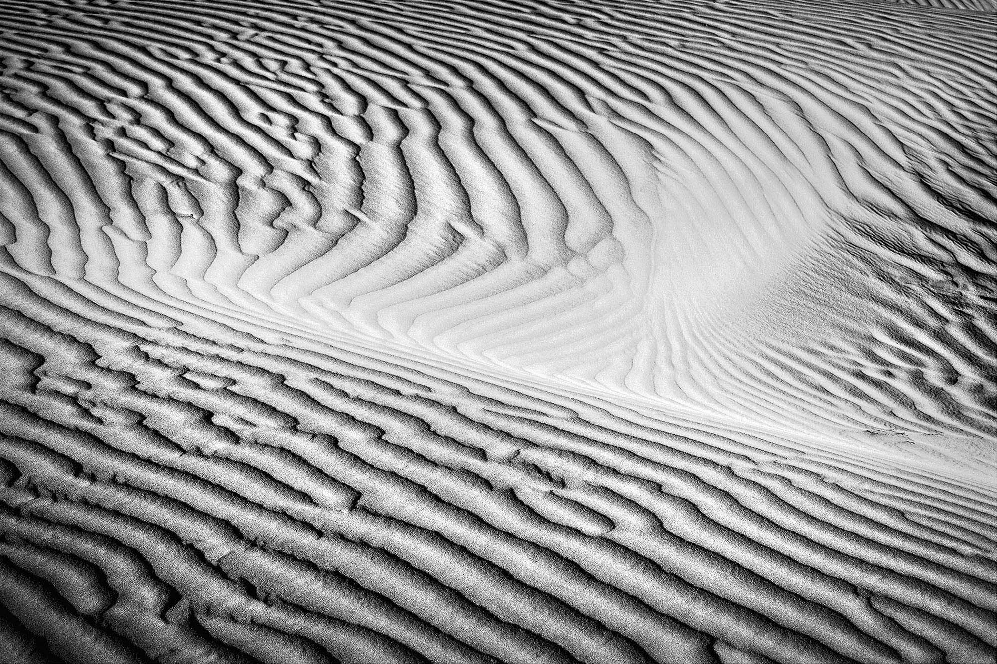 Black and white abstract of sand dunes in Death Valley-Channel