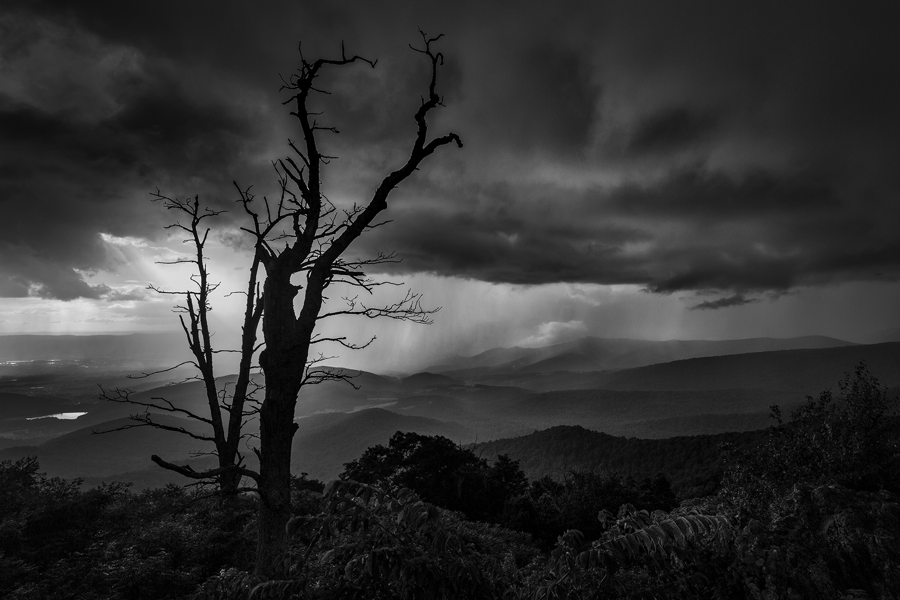 Storm moving through the Shenandoah National Park mountains - LostValley