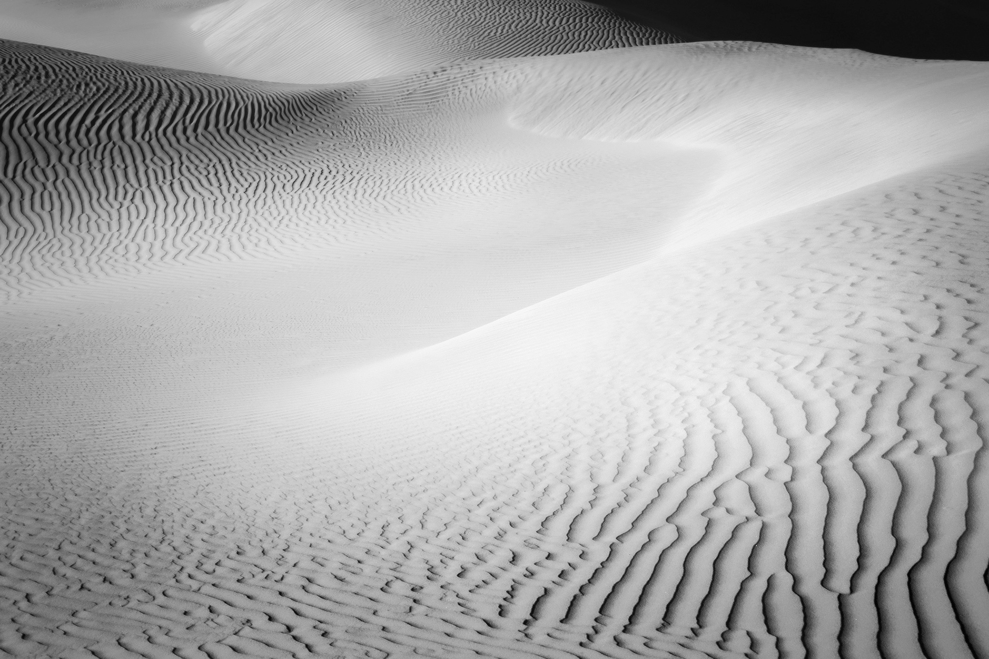 Black and white abstract of sand dunes in Death Valley-Sail
