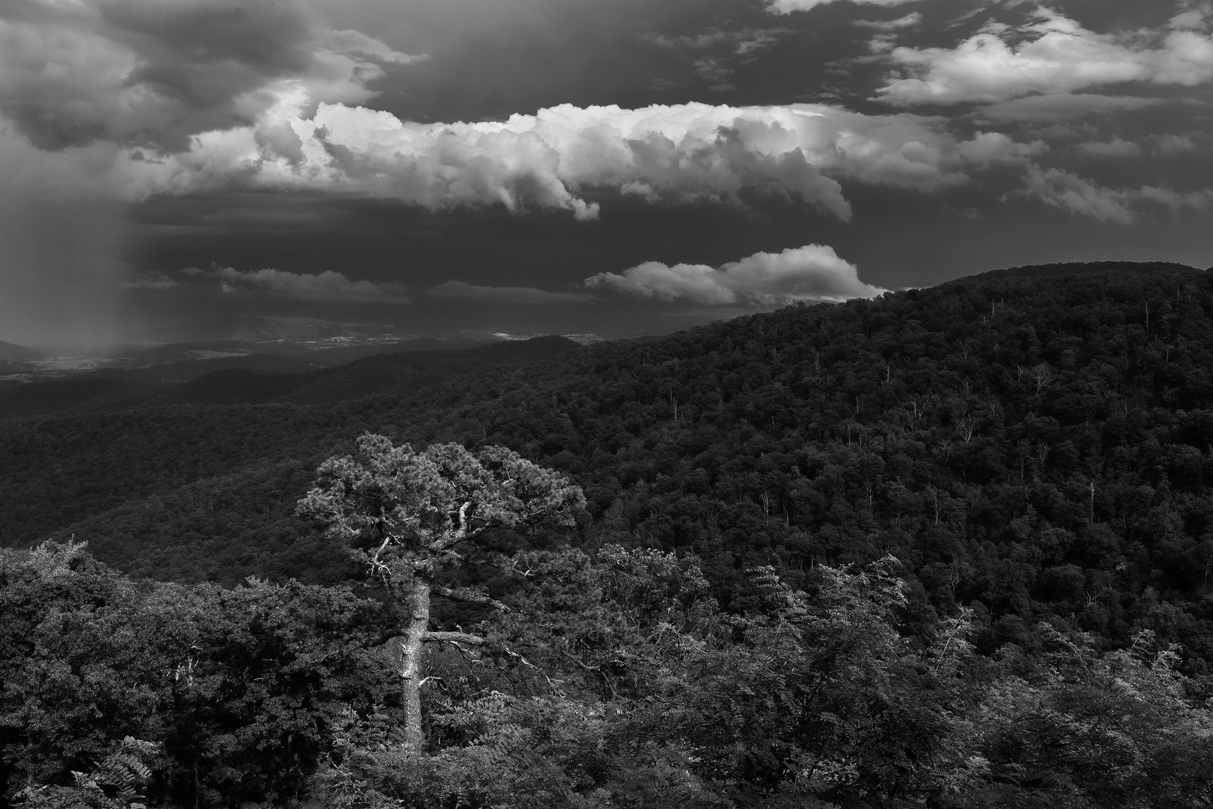 Storm moving through the Shenandoah National Park mountains