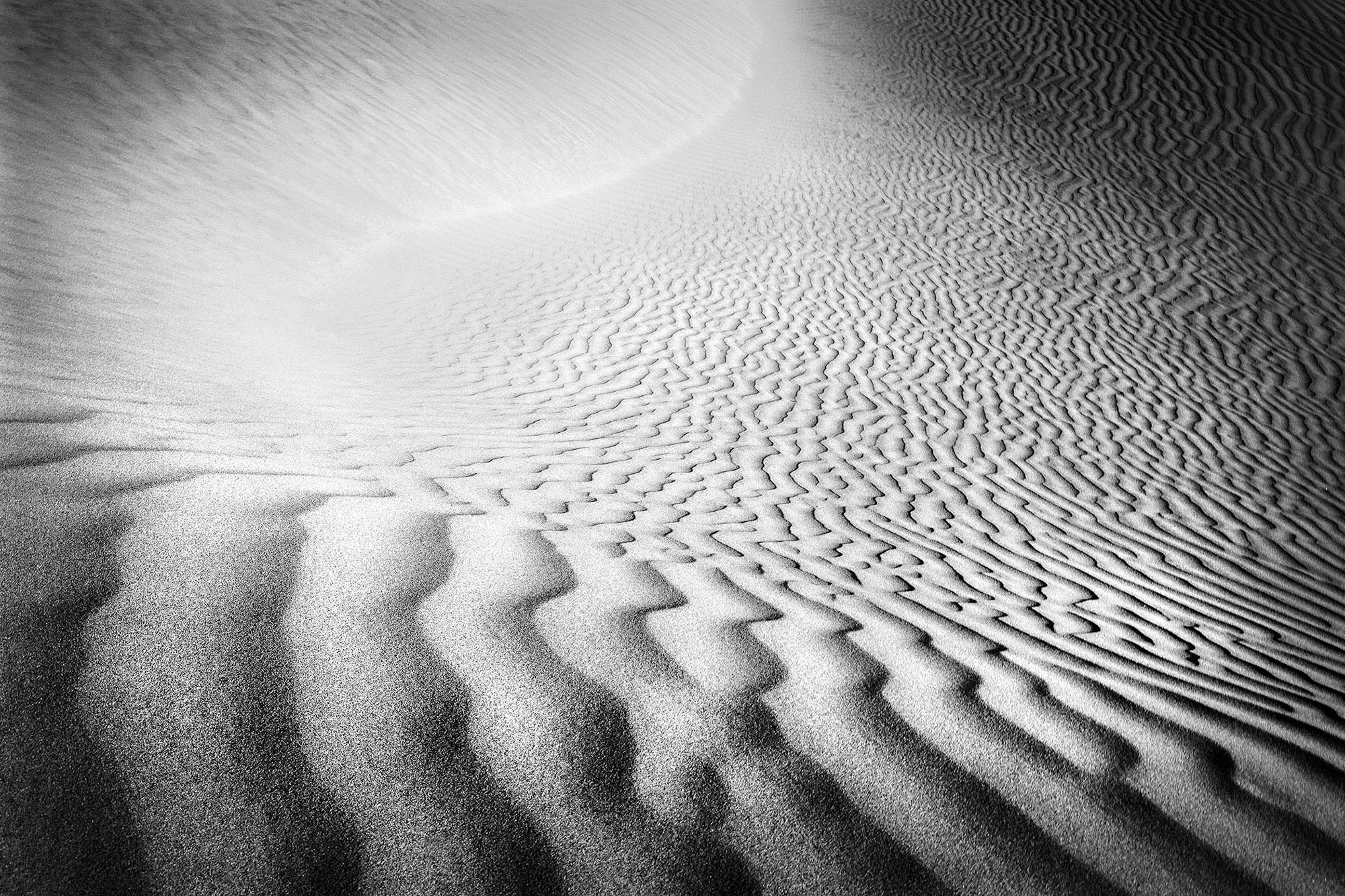 Black and white abstract of sand dunes in Death Valley-Shoal