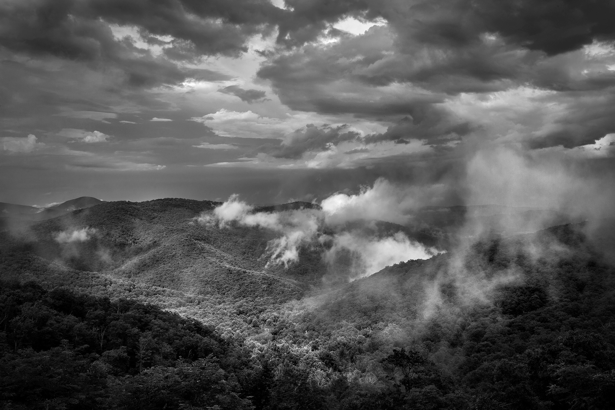 Storm moving through the mountains at Shenandoah National Park