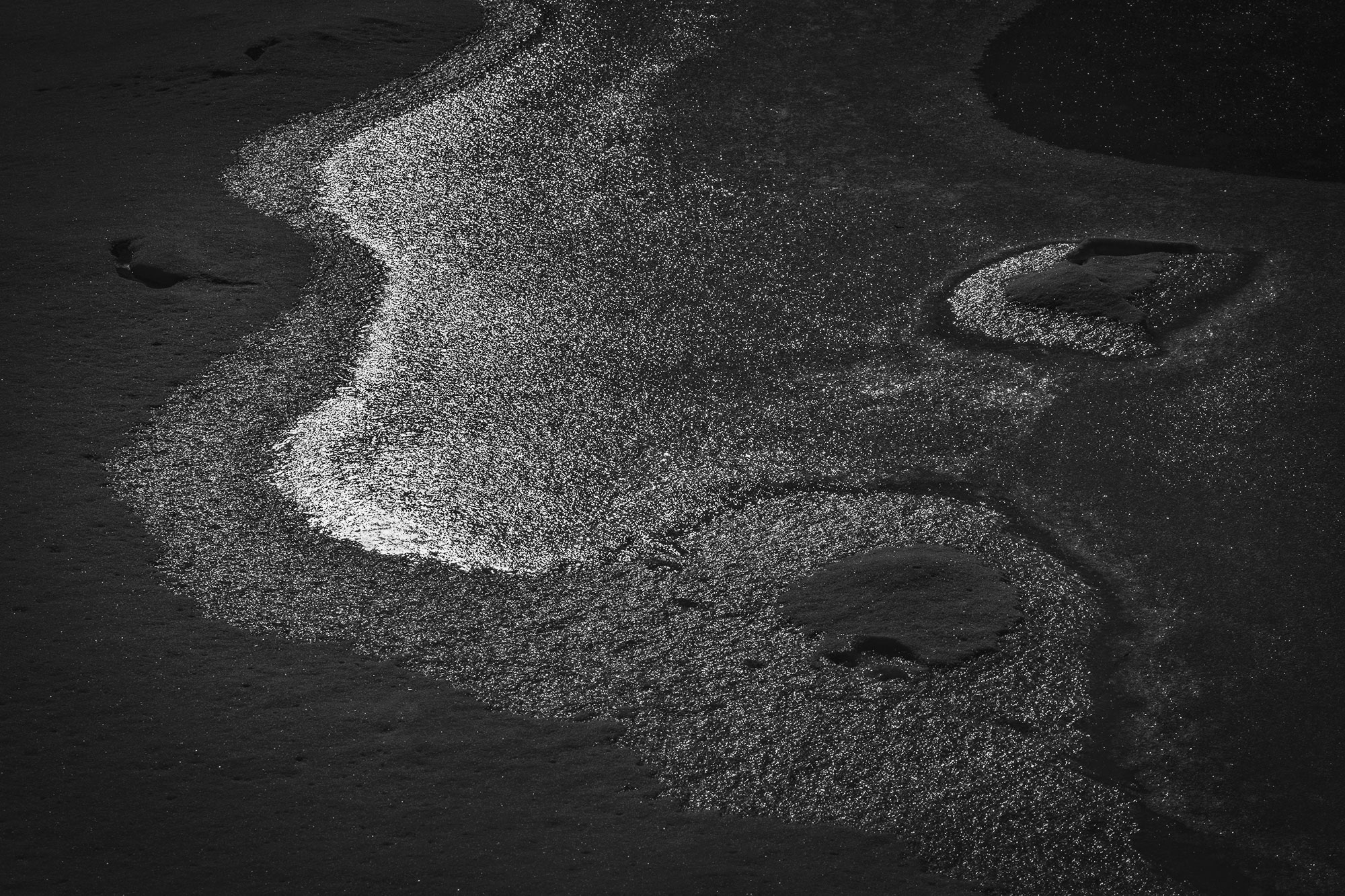 Abstract of river ice snow New Jersey-Facets